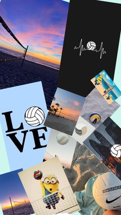 It has two pictures of minions playing volley ball it also has preppy beach volley ball pictures to Preppy Volleyball, A Collage, Jesus