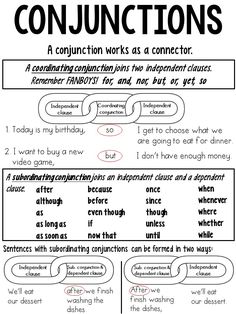 the worksheet for conjunctions is shown in black and white with red writing