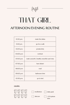 an afternoon routine to keep your day organized and live a "that girl" life Day To Day Schedule, How To Plan Out Your Day, That Girl Afternoon Routine, Afternoon Routine Aesthetic, That Girl Day Routine, That Girl Evening Routine, That Girl Schedule, Day Routine Aesthetic, Afternoon Checklist