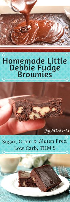 chocolate brownies with peanut butter filling in the middle