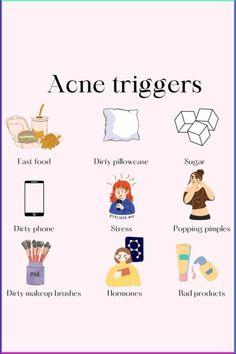 Discover the common acne triggers that might be sabotaging your journey to healthier skin. From diet to stress, learn what to avoid to keep your complexion clear and glowing. Say goodbye to breakouts and hello to radiant, healthy skin! #HealthierSkin #AcneTips #ClearSkin #SkinCare #HealthyLiving #GlowUp #BeautyTips #SkinHealth Acne Triggers, Tips For Clear Skin, Girly Tips, Acne Tips, Skincare For Oily Skin, Skin Advice, Basic Skin Care, Clear Healthy Skin, Face Skin Care Routine