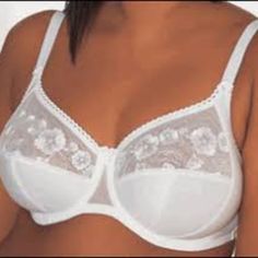 Goddess 9010 Sheer Expressions Underwire Bra Style - 9010 Color - White Condition - Brand New With Tag Nwt Molded Bra - Unlined, Shaped, Underwire Cups Constructed Of Microfiber And Mesh Floral Embroidery And Scalloped Trim On Bust Stretch, Fully Adjustable Straps 3 Column, 2 Row Hook And Eye Back Closure Designed To Fit And Flatter Fuller Figures White Full Cup Bra With Padded Cups, White Full Cup Bra With Lined Body, Sleep Wear, Bra Style, Scalloped Trim, Bra Panty, Full Figured, Bra Styles, Underwire Bra