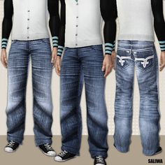 three different views of the same person wearing jeans