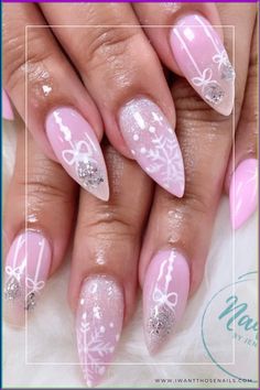 Elevate your holiday look with these 45  Pink Christmas nail designs! Whether you prefer short or long nails, acrylic or gel, we've got creative ideas for every nail shape. Add some extra bling or choose from a variety of light pink shades to match your festive aesthetic. Get inspired with these amazing nail art designs featuring accents of red, white, rose gold, and black, and even snowflakes. Don't miss out on these cute and creative Pink Christmas nail designs that are simple yet stunning. Pink Christmas Nail Designs, Light Pink Shades, Gold Holiday Nails, Pink Christmas Nail, Beachy Nail Designs, Long Nails Acrylic, Holiday Nail Ideas, Amazing Nail Art Designs, Festive Aesthetic