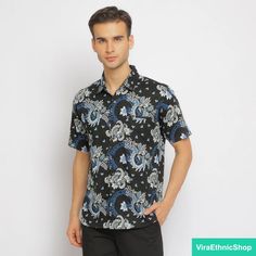 This Mens T-Shirts item is sold by ViraEthnicShop. Ships from Indonesia. Listed on Jan 25, 2024 Casual Short Sleeve Batik Print Shirt, Casual Blue Batik Print Top, Casual Black Shirt With Batik Print, Casual Black Tops With Batik Print, Relaxed Fit Shirt With Batik Print, Batik Shirt, Formal Shirt, Formal Shirts For Men, Formal Shirts