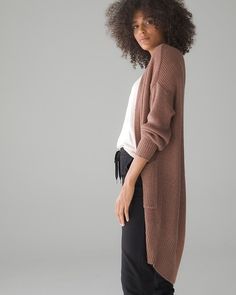 Just right for fall, our cocoon cardigan adds a layer of cozy warmth and style to your casual look. Details Cozy, comfy layer. Sweeping high-low wrap silhouette. Open front. Long sleeves. Front pockets. 34" length. 70% acrylic, 30% nylon. Machine wash cold. Imported. Soft Joggers, Cocoon Cardigan, Soma Intimates, The Vanishing, Hooded Cardigan, Sleepwear Pajamas, Shapewear, Casual Looks, Sweater Dress