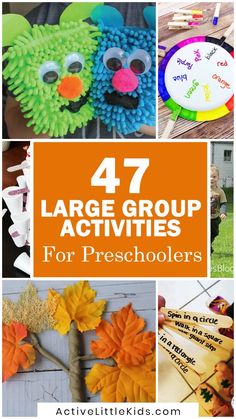 four different activities for children to do with fall leaves