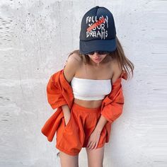 Women's Summer New Solid Color Casual Loose Lapel Short-sleeved Shirt High-waisted Shorts Two-piece Suit Casual 2pcs Set Casual Long Sleeve Two-piece Set For Summer, Orange Short Summer Tops, Casual Vacation Matching Two-piece Set, Casual Matching Set Two-piece For Vacation, Casual Vacation Two-piece Matching Set, Casual Summer Vacation Two-piece Set, Casual Vacation Two-piece Set, Casual Summer Two-piece Set For Vacation, Orange Relaxed Fit Sets For Summer