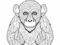 illustration of Chimpanzee coloring adventure Free Coloring Pages, Animal Lovers, Colour Images