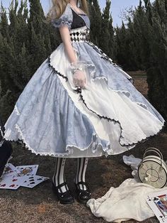 [Deadline for reservations: June 20] Alice in Wonderland Asymmetrical – Belchic Alice In Wonderland Dress, Alice In Wonderland Costume, Wonderland Costumes, Check Dress, July 10, One Month, Fancy Outfits, Short Skirt