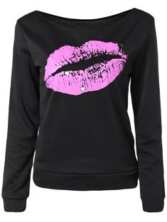 Women's Stylish Oblique Shoulder Long Sleeve Lip Print T-Shirt - Violet Rose - 2091048826 - Women's Clothing, Women's Tops & T-Shirts  #WomensTopsTShirts #Women's #Clothing # #Women's #Tops #& #TShirts Lip Print, Violet Rose, Spandex Shirts, Stitch Fix Outfits, Rayon Shirt, Lips Print, Fashion Materials, Fashion Seasons, Women T Shirt