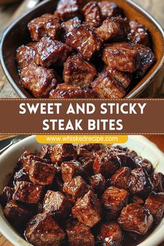 sweet and sticky steak bites in a bowl