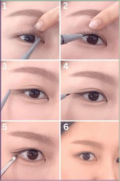 Upgrade your eye makeup game with this flawless Korean eyeliner look that enhances your eyes with a subtle, natural-looking line! Monolid Eyeliner, Eyeliner For Downturned Eyes, Eyeliner For Small Eyes, Korean Eyeliner, Eyeliner For Almond Eyes, Makeup For Small Eyes, Monolid Eye Makeup, Applying Eyeshadow, Monolid Eyes