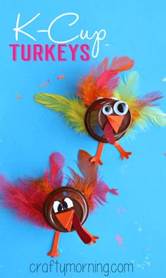 paper plate turkey craft for kids with the words k - cup turkeys on it