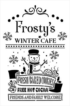 a black and white poster with the words winter cafe