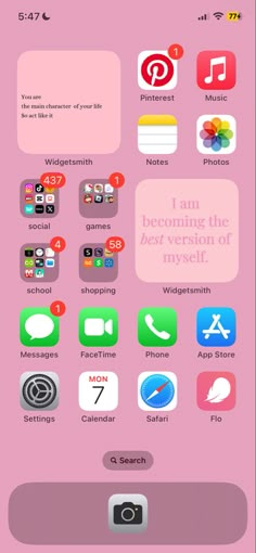 an iphone with icons on it and the text i am becoming the best version of mysel