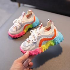 Toddlers Breathable Sport Sneakers. Pretty Toddler Girl, Kids Sports Shoes, Girl Sneakers, Colorful Sneakers, Kids Running Shoes, Orange Shoes, Old Shoes, Kids Running, Children Shoes