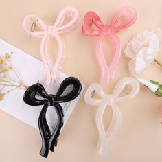 PRICES MAY VARY. Package Includes: You will receive 4pcs of bow hair clips. Colour: black, pink, brown, white. Size: 2.4inch(6cm) x 4.33inch(11cm). Material: High quality glossy plastic. Ductility: Can open to 180 degrees, Perfectly captures all hair. Suitable for curly hair, wavy hair, long hair, thick hair, thin hair, short hair and so on! Design: Simple and elegant, Easily match all kinds of clothes, It is a versatile fashion essential! High Quality: Strong claw, Not easy to slip off. High qu Cute Clips For Hair, Butterfly Hair Accessories, Travel Birthday, Hair Styling Accessories, Hair Accessories For Girls, Dance Parties, Elegant Hair, Butterfly Hair Clip, Butterfly Clips