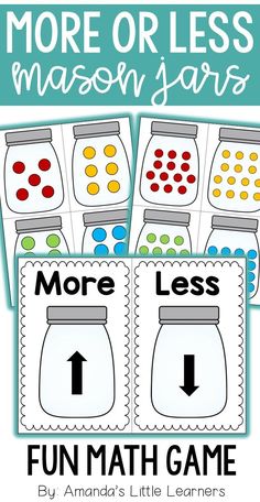 four more or less mason jar games for kids to practice their math skills