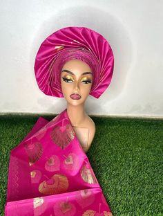 This beautiful fushsia mix with red flowers hats comes with ipele and it is s made from Premium 3D Sego Gele. :Suitable for all head type and is one size fits all. : it also Suitable for all  season because of comfort it gives.  :it is Great for Wedding parties, church, thanksgiving, brides, bride's mother, wedding Anniversary, Christmas party, child's dedication, birthday parties and other special occasions ; Pre-styled  Auto Gele Headscarf  Ready to wear with ipele/shoulder piece  ;it can be p Pink Headwrap For The Beach, Pink Headwrap For Beach, One Size Fits Most, Pink One Size Fits Most Headwrap For Beach, Adjustable Pink Turban For The Beach, Adjustable Pink Turban For Beach, Pink Headwrap For Party, Pink One Size Headwrap For Beach, Pink One-size Headwrap For Beach, Pink One Size Headwrap For The Beach