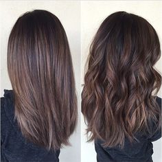 Balayage brunette - gorgeous both straight and curly- someday when I do dye my hair, it will be this Straight Balayage, Balayage Straight, Brown Highlights, Dye My Hair, Brunette Hair, Great Hair, Brunette Hair Color