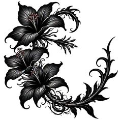 a black flower tattoo design on a white background