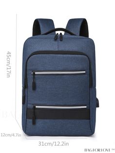 BagForLove - Business Laptop Backpack with Two Tone Charging Port and Zipper Product Description Color Blue Pattern Type Plain Type Laptop Backpack Strap Type Adjustable Closure Type Zipper Material Polyamide Composition 100% Polyamide Features Multi-function Size Chart INCH CM Bag Length Bag Width Bag Height Strap Length Size 11 inch 5.5 inch 15.7 inch 39.4 inch one-size Bag Length Bag Width Bag Height Strap Length Size 28 cm 14 cm 40 cm 100 cm one-size Details Pictures Similar Products h2 { text-align: center; } /* æ¢è¡ */ li{ white-space: normal; word-break: break-all; word-wrap: break-word; } .red-box { width: 100%; display: flex; flex-direction: row; flex-wrap: wrap; justify-content: center; } .red-box > div { width: 190px; height: 250px; margin: 10px; } .red-box > div > a > img { w Blue Student Bag, Blue Student Bag With Zipper Pocket, Blue Shoulder Laptop Bag For School, Blue Rectangular Business Backpack, Blue Portable Backpack For Daily Use, Portable Blue Backpack, Functional Blue Laptop Backpack, Blue Everyday Laptop Backpack, Blue Backpack For Daily Use With Zipper Closure