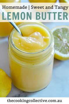 homemade sweet and tangy lemon butter in a mason jar