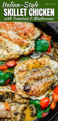 italian style skillet chicken with tomatoes and mushrooms