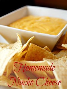 homemade nacho cheese dip in a bowl with tortilla chips