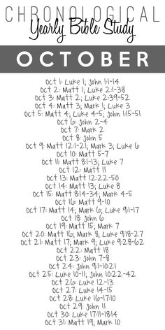 a black and white photo with text that says chronological early bible study october