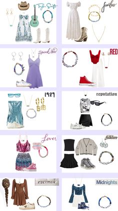 several different types of clothing and accessories are shown in this graphic style, including bras,