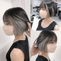 Japanese Short Hair, Short Hair Fringe, Ulzzang Short Hair, Two Toned Hair, Blonde Bob Hairstyles, Silver Grey Hair, Hair Inspiration Short, Shot Hair Styles