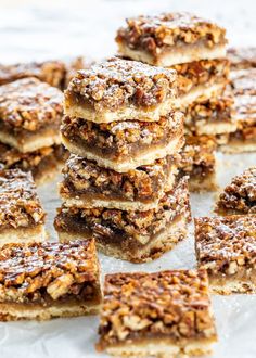 a stack of pecan bars sitting on top of each other