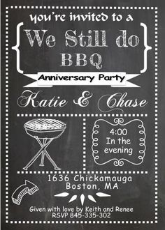 a chalkboard style bbq birthday party poster