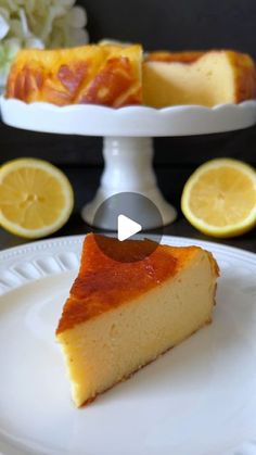 a slice of lemon cake on a white plate