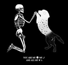 a skeleton and a dog holding hands with the caption you are my friend and all my friends