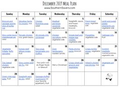 the december 2011 meal plan is shown