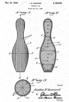 an old bowling pin is shown in this drawing from the early 1900's,