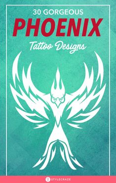 the book cover for 30 gorgeous phoenix tattoo designs by tygebe