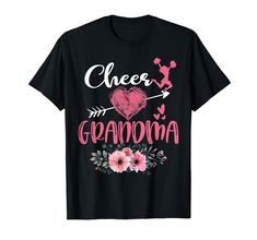 cheer grandma t - shirt with flowers and heart