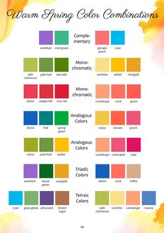 the color chart for warm spring colors