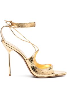 gold-tone calf leather embossed crocodile effect tie-fastening ankle strap almond open toe branded leather insole leather sole high stiletto heel Paris Texas, Iconic Bags, Lace Up Sandals, Summer Beach Wear, Flat Boots, Ballet Flat Shoes, Pump Sandals, Lady Dior, Top Shoes