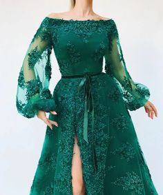 Emerald Empress TMD Gown – Teuta Matoshi Elegant Green Evening Dress With Floral Embroidery, Evening Gown With Floral Embroidery In Green, Green Fitted Evening Dress With Floral Embroidery, Green Floral Embroidered Evening Gown, Fitted Green Evening Dress With Floral Embroidery, Elegant Green Gown With Floral Embroidery, Elegant Green Dress With Floral Embroidery, Long Sleeve Embroidered Gown For Spring, Green Floral Embroidery Party Gown