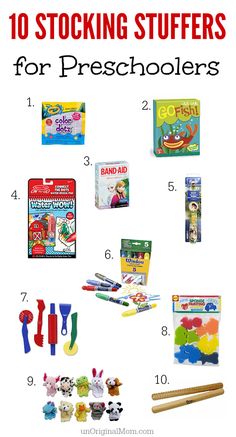 the top ten stocking stuff for preschoolers to use in their books and crafts