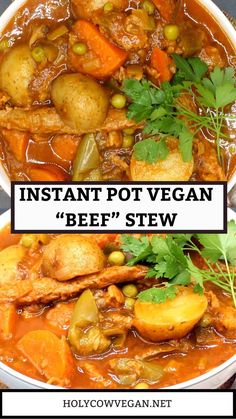 instant pot vegan beef stew with potatoes and carrots