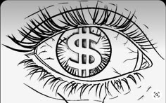 a dollar sign drawn on top of an eye