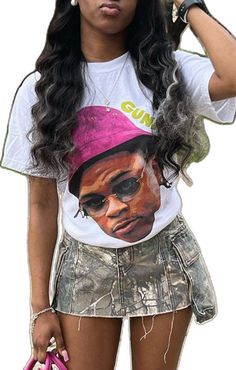 White Hip Hop Tops For Summer, Hip Hop Crew Neck Summer Tops, Summer Hip Hop Crew Neck Tops, Hip Hop Crew Neck T-shirt, Neck Portrait, Gothic Blouse, Y2k Punk, Women's Muscle, Oversized Graphic Tee