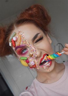 Halloween Makeup Ideas: Candy Girl Makeup for Halloween Gingerbread Makeup, Halloween Makeup Ideas, Halloween Makeup Scary