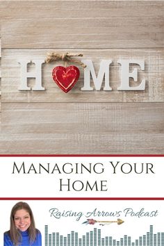 a woman standing in front of a wooden sign with the words managing your home